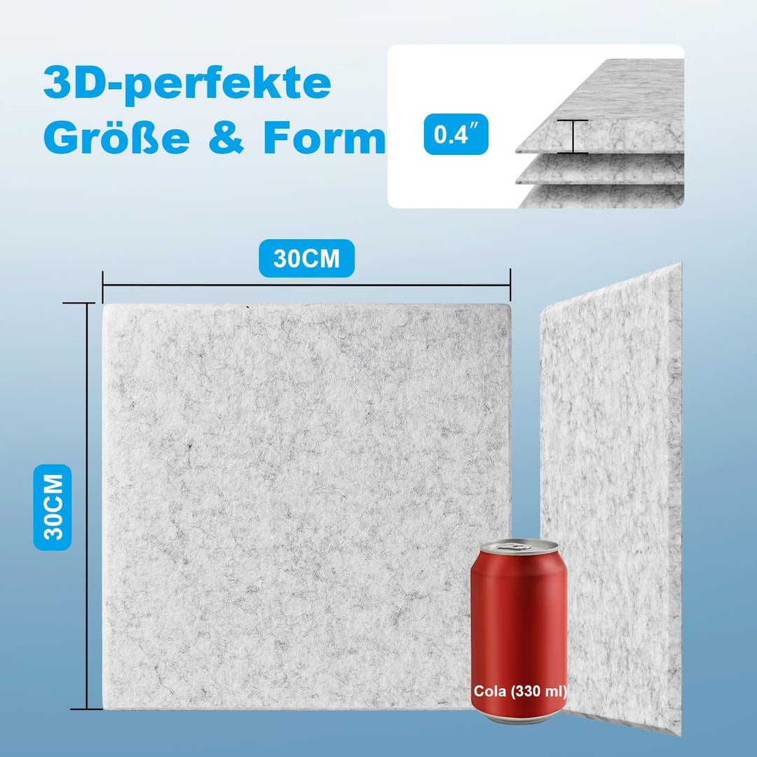 Akustikplatten selbstklebend 30x30cm |Akustikplatten| 12x Premium-schallschutz 9mm für Podcast-Aufna