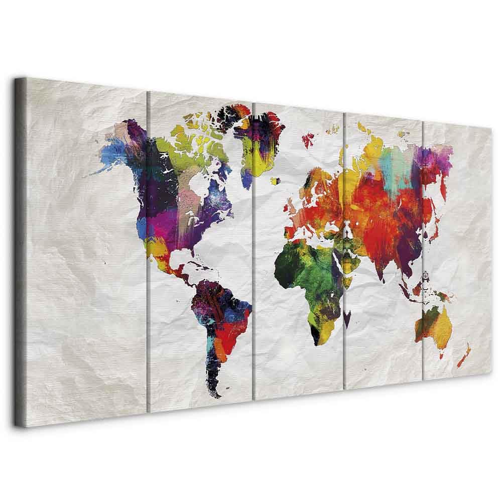 murando - Bilder Weltkarte 200x80 cm Vlies Leinwandbild 5 Teilig Kunstdruck modern Wandbilder XXL Wa