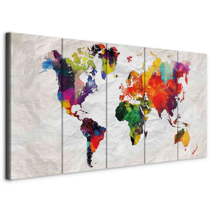 murando - Bilder Weltkarte 200x80 cm Vlies Leinwandbild 5 Teilig Kunstdruck modern Wandbilder XXL Wa