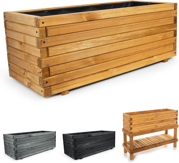 BooGardi Pflanzkasten aus Holz · in 10 Grössen · 100cm · Blumenkasten · Hochbeet · Garten Balkon Ter
