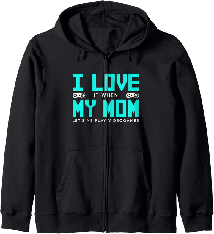 Funny Kids love video games Love my gamer mom Kapuzenjacke