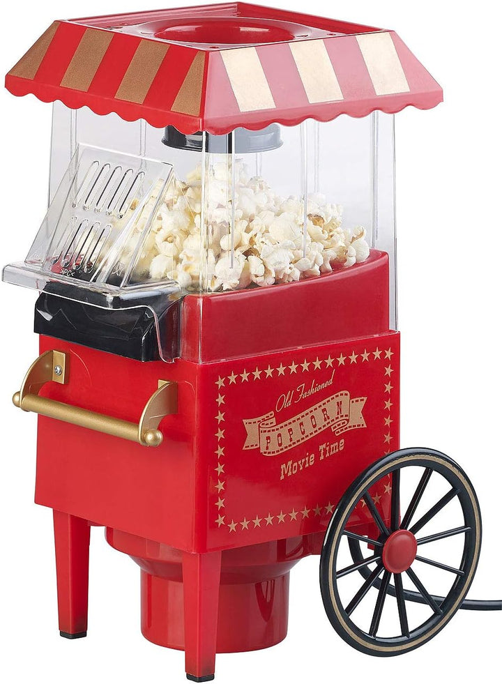 Rosenstein & Söhne Popkornmaker: Retro-Heissluft-Popcorn-Maschine, Miniatur-Rollwagen-Optik, 1.200 W