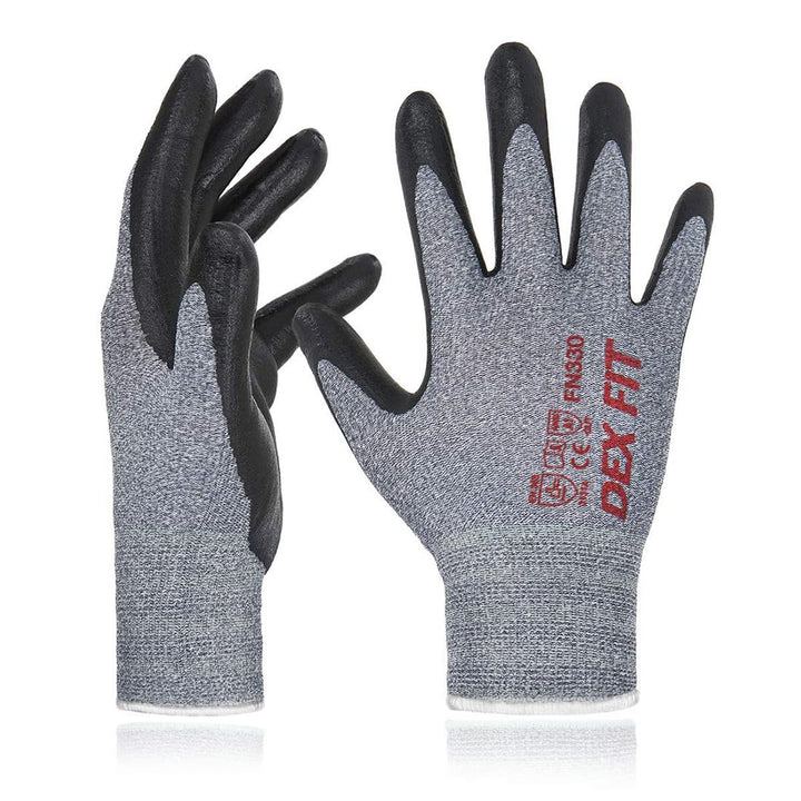 DEX FIT Arbeitshandschuhe FN330-12 Paare, 3D-Comfort Fit, rutschfester Handgriff, mit Schaumnitril b