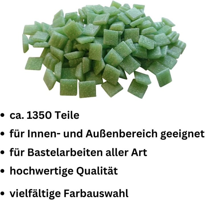 Glasmosaik 900g – Hellgrüne Glassteine zum Basteln & DIY – Bastelset mit Mosaiksteinen für Erwachsen