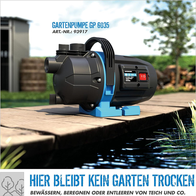 Güde Gartenpumpe GP 6035 (600 W, max. Fördermenge 3200 l/h, Ansaughöhe bis 7 m, Anschlussgewinde 1“