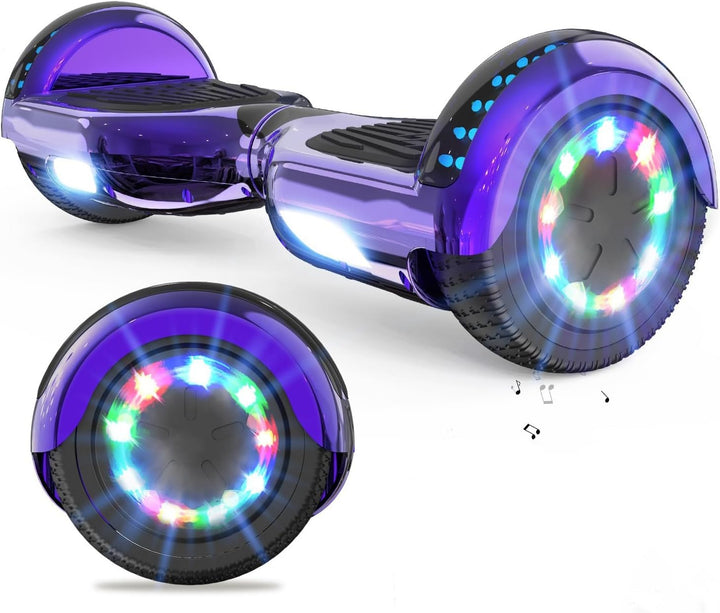 VOUUK Hoberboard 6,5-Zoll-Hoverboard mit zwei Rädern, Mit Bluetooth-Lautsprecher, Mit LED-Lichtern G