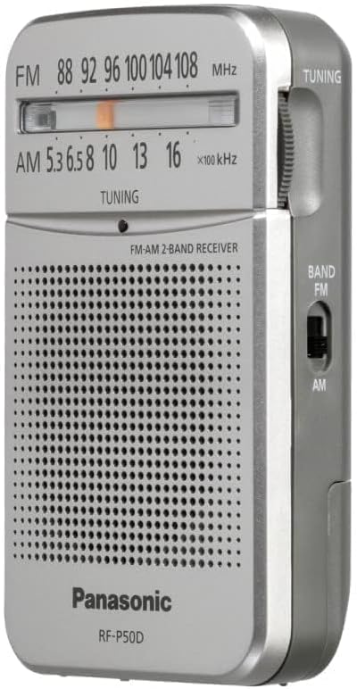 Panasonic RF-P50DEG-S Taschenradio mit Trageriemen, Batteriebetrieb Silber