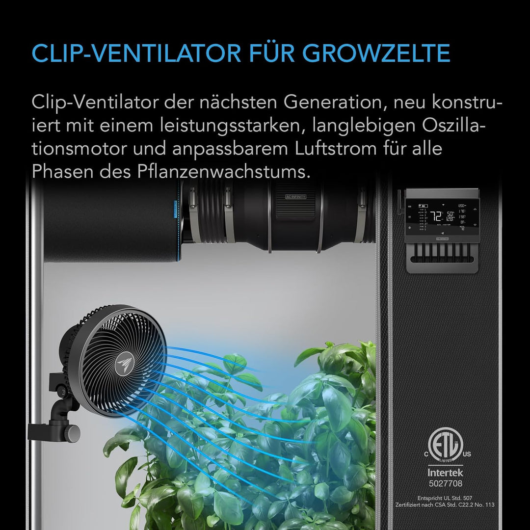 AC Infinity CLOUDRAY A6 – Clip-Ventilator 150mm für Grow Zelte mit langlebigem EC-Motor, 10 dynamisc