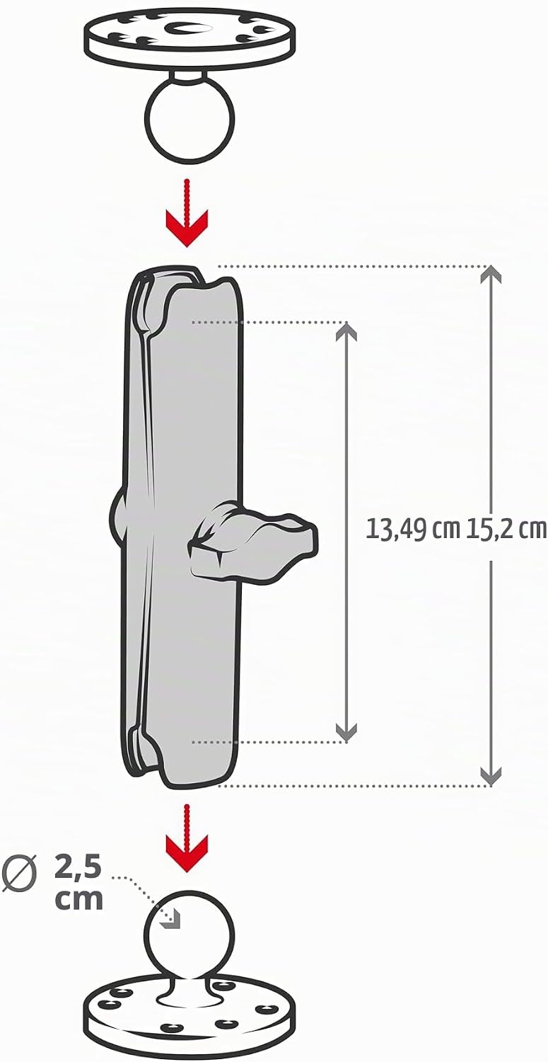 A.I.V. RAM Mount Klemmbackenverbinder (Länge 15,24 cm)