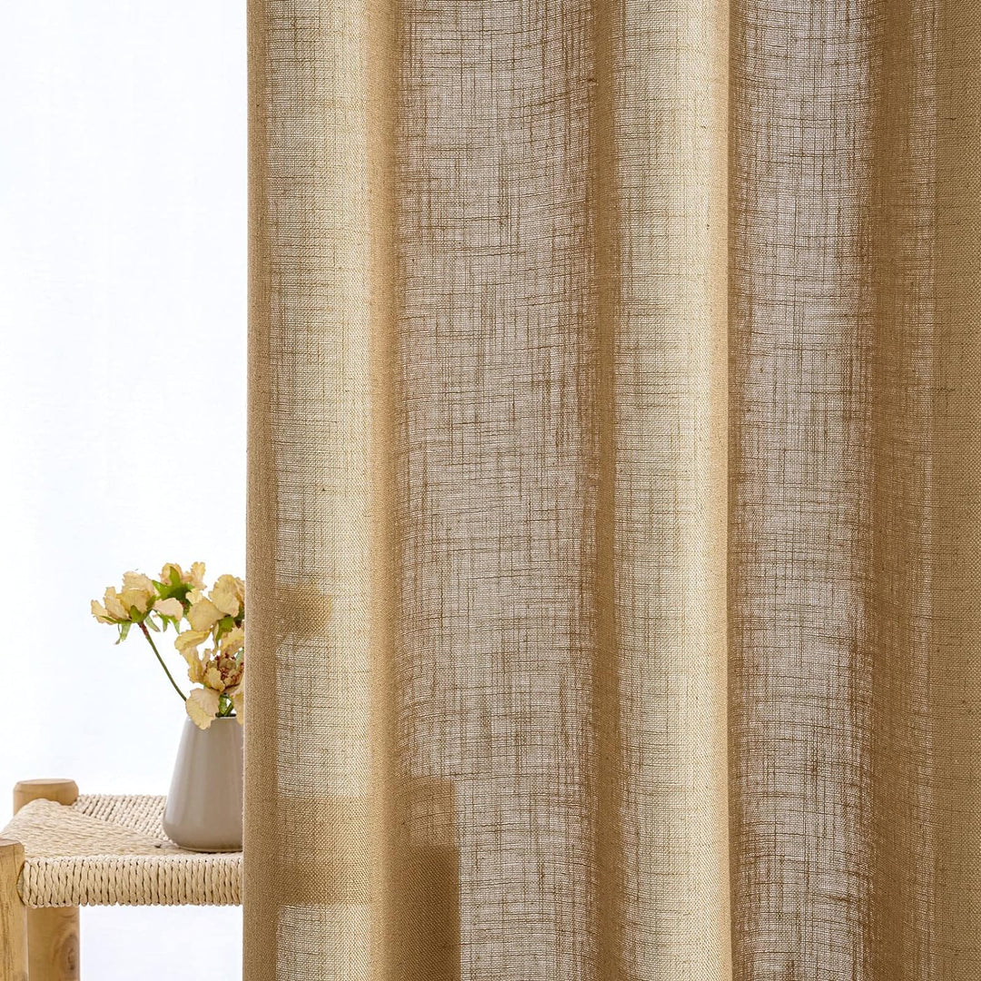 EMEMA Gardinen Vorhänge Leinenvorhang mit Ösen Voile Vorhang Leinenoptik Modern Halbtransparent für