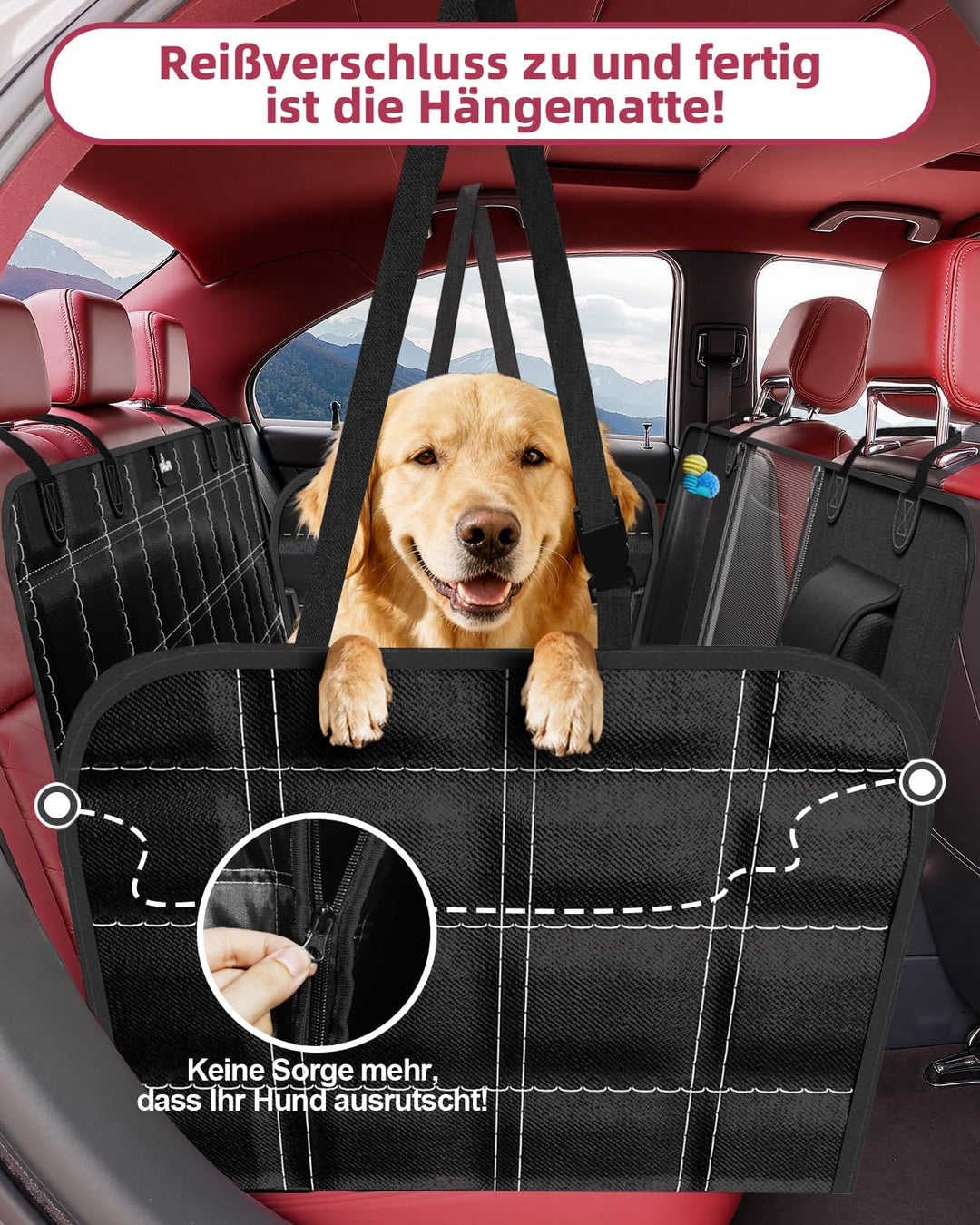 Hundedecke Auto Rückbank 100% Wasserdicht Kratzfeste Autoschondecke Hund Rücksitz mit Seitenschutz u