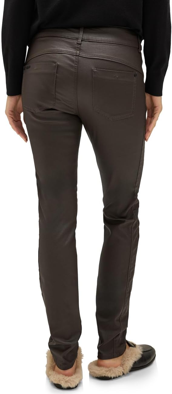 Street One Damen Hose Slim Coating 34W / 32L Falcon Brown, 34W / 32L Falcon Brown