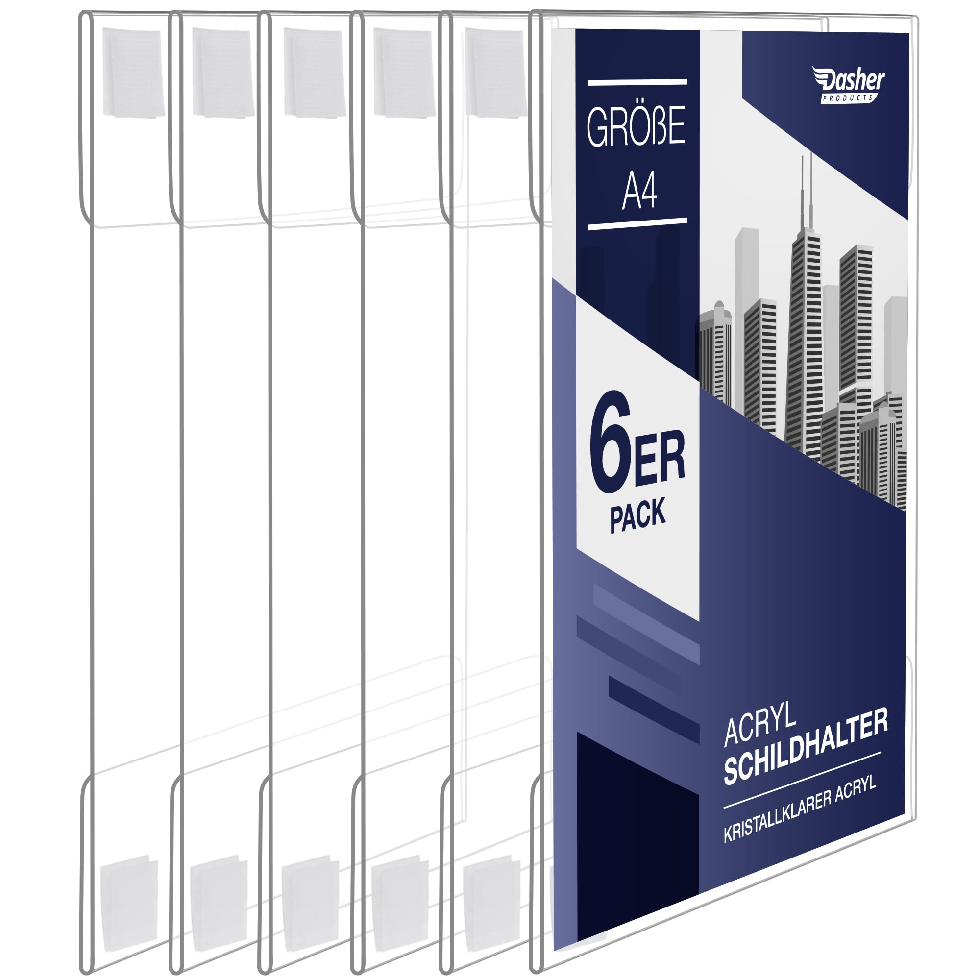 Dasher Products A5 Acryl-Schilderhalter, 6 Stück, schlank and Dasher Products A5 Acryl-Schilderhalter, 6 Stück, schlank and