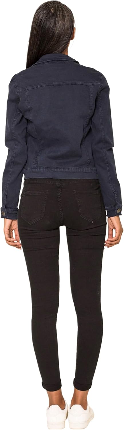 Nina Carter J212 Damen Slim-Fit Jeansjacke – Farbige Übergangsjacke mit Kent-Kragen und Taschen – Fr