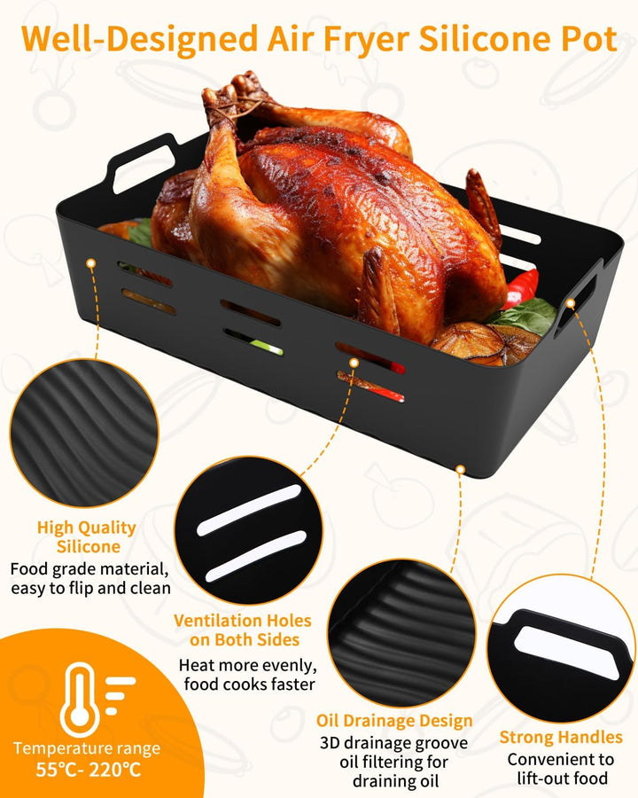 Air Fryer Zubehör, 3PCS Silikonform Air Fryer Zubehör für Ninja 10,4L AF500EU, Wiederverwendbar für