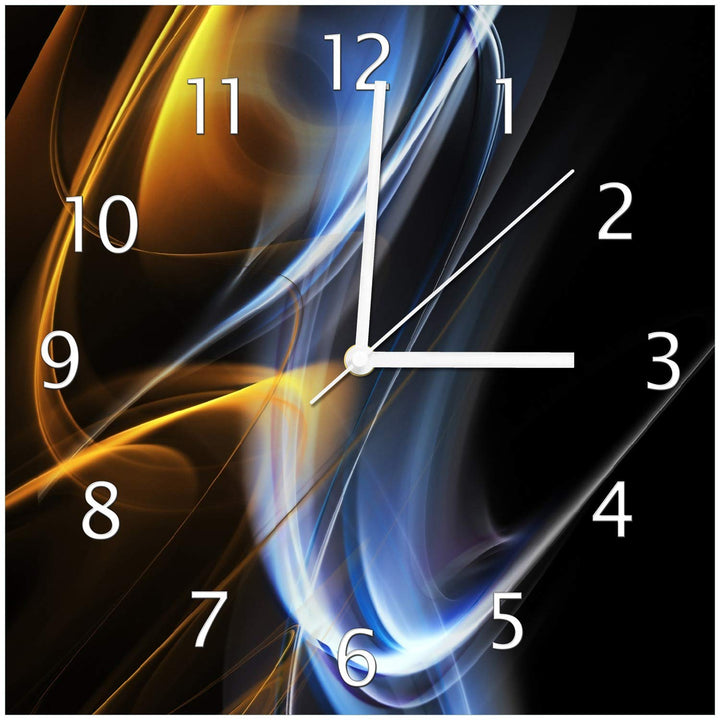 Wallario Design-Wanduhr Abstraktes Design aus Glas, Motiv-Uhr Grösse 30 x 30 cm, weisse Zeiger 30 x