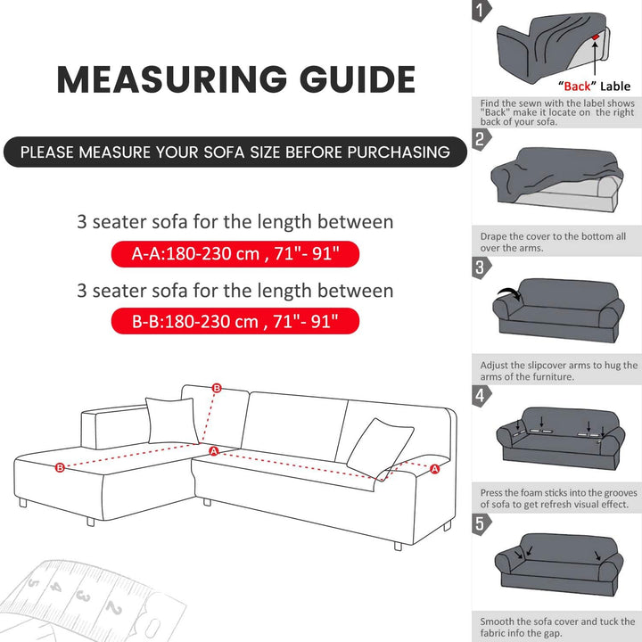 ShowyLive Sofa Überzug Couch Überzug 2er Set für Ecksofa L-Form Sofabezug 3 Sitzer+3 Sitzer, mit 2 S