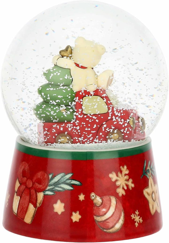 THUN - Boule de Neige Wichtel Oliver und Teddy aus Glas und Keramik, gross, Durchmesser 9,9 cm, Höhe