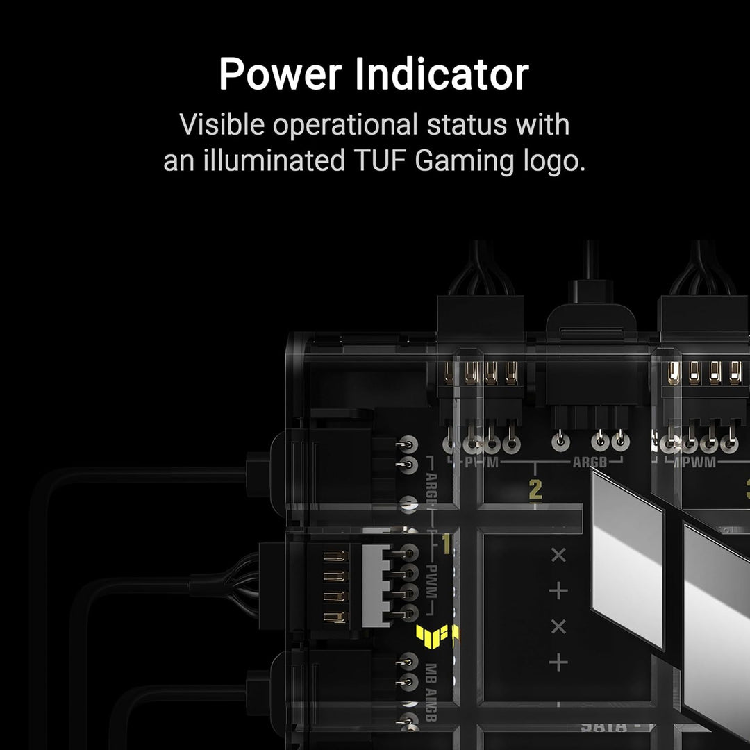ASUS TUF Gaming ARGB PWM Lüfter Hub (6x Ports für PWM Gehäuselüfter und ARGB-Steuerung, 2x SATA-Stro