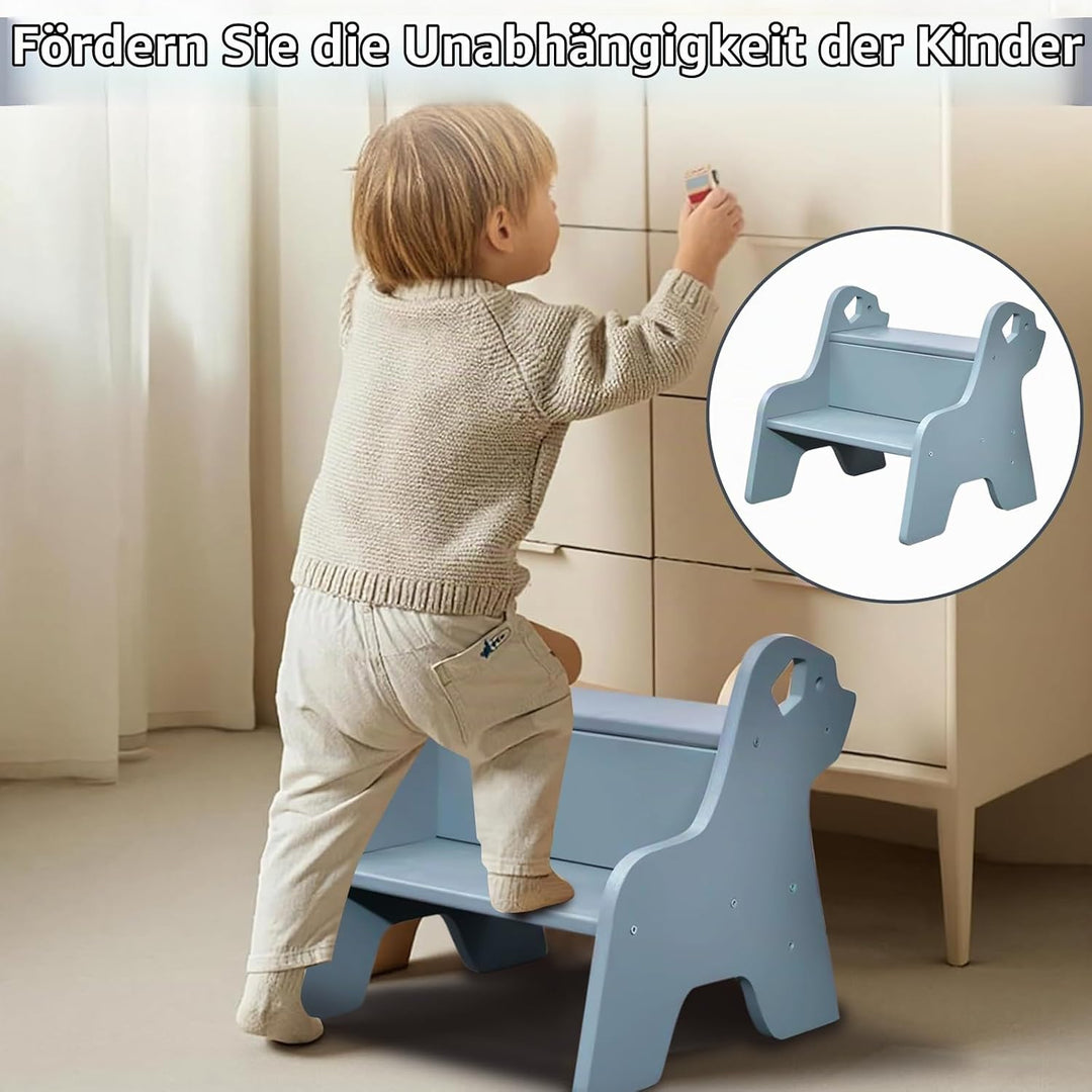 Tritthocker für Kinder - 2-Stufig Hocker Kinderschemel, mit Antirutschmatte und Griff, Multifunktion