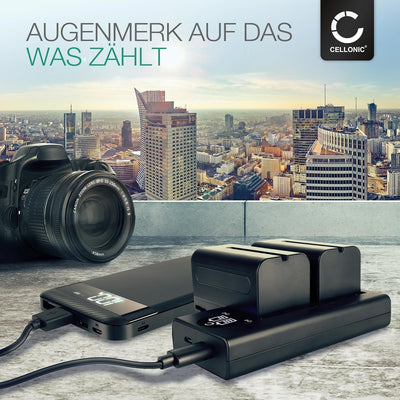 CELLONIC® 2X Akku NP-F970 NP-F960 NP-F570 NP-F770 kompatibel mit Sony NX100 NX5 HXR-MC2500 MC2000 VX