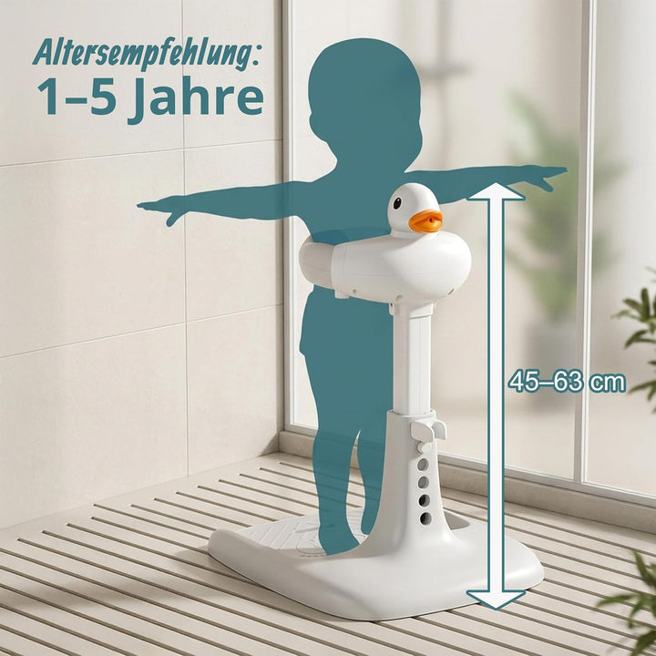 Relaxdays Baby-Duschständer höhenverstellbar, HBT: 45-67x50x40cm, grau-weiss | Duschhilfe Kinder, st