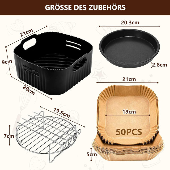Heissluftfritteuse Zubehör 21CM- Airfryer Zubehör Kompatibel für Philips 2000 Serie 6,2l(NA230/00),