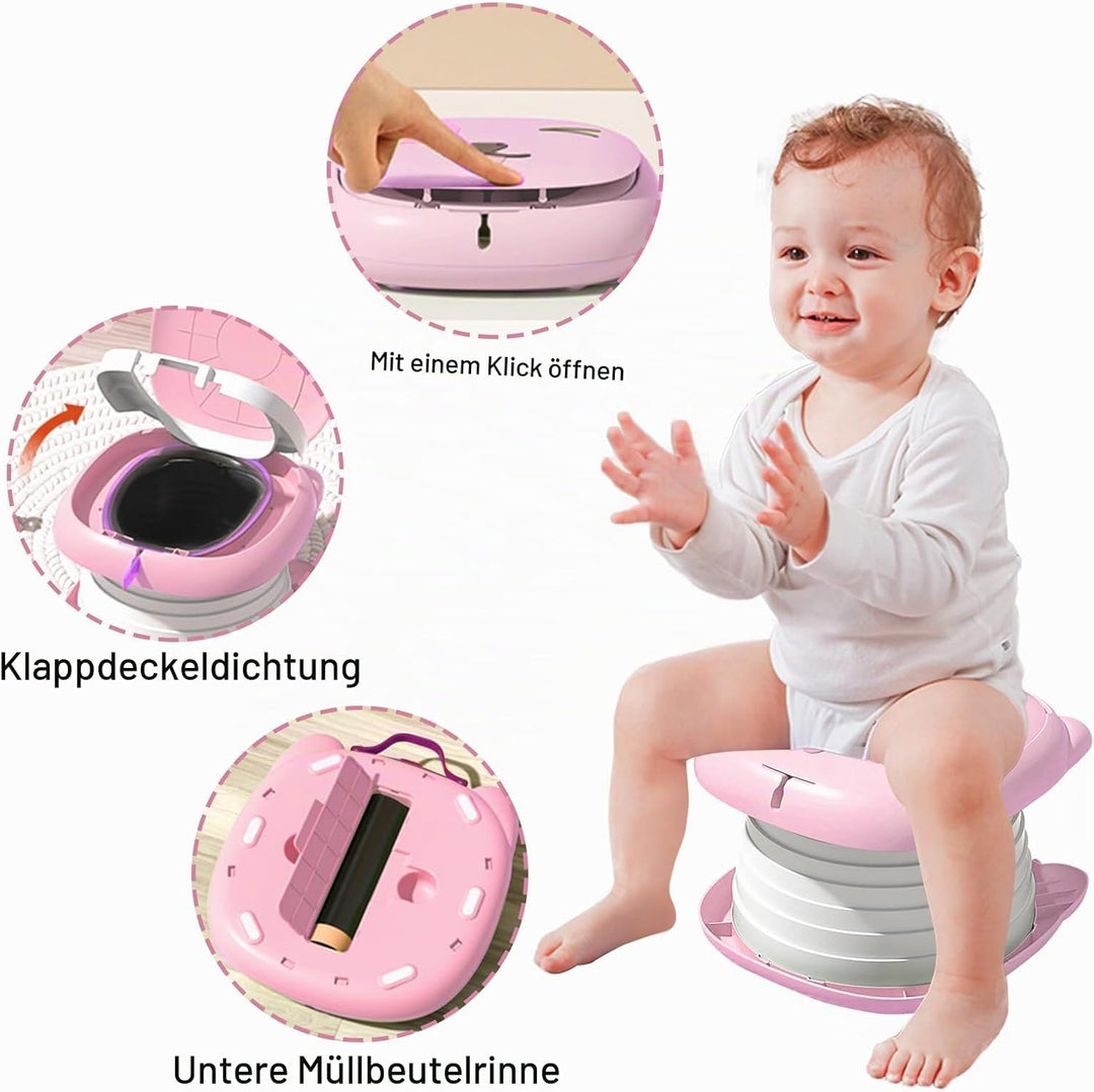 Faltbarer Toilettensitz für Kinder, Reisetöpfchen für Auto, Outdoor &amp; Indoor, Praktisch für Camping