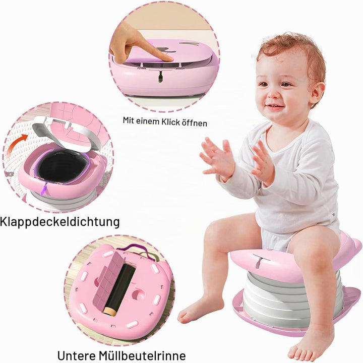 Faltbarer Toilettensitz für Kinder, Reisetöpfchen für Auto, Outdoor &amp; Indoor, Praktisch für Camping