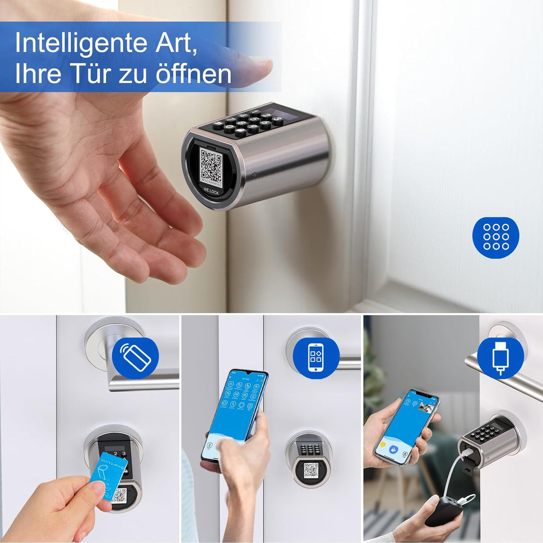 RUILON Elektronisches Türschloss mit Passwort,RFID-Karte,Bluetooth APP,Tastatur,Schlüsselloses Türsc