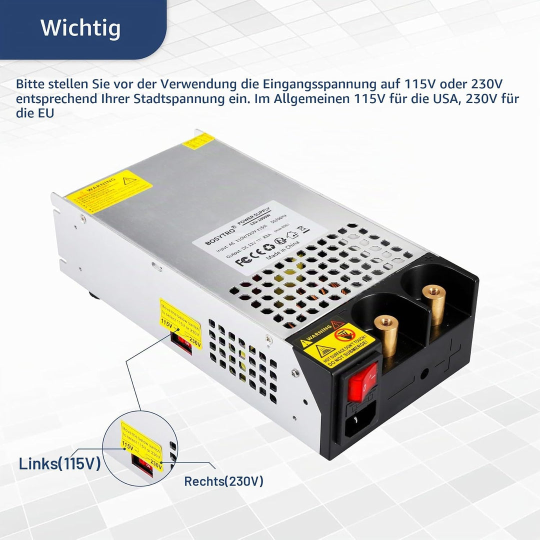Schaltnetzteil 12V 83A 1000W Netzteil Transformator Power Supply Trafo 230v auf 12v Netzteil SMPS fü