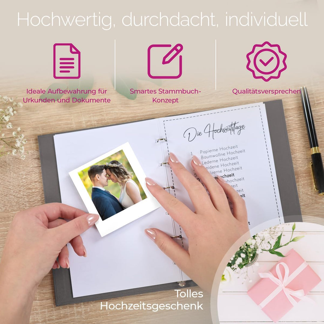 Hochzeitideal – Stammbuch der Familie Serie Alan 21,0 cm x 15,0 cm - Buchbinderleinen Stammbuch Hoch