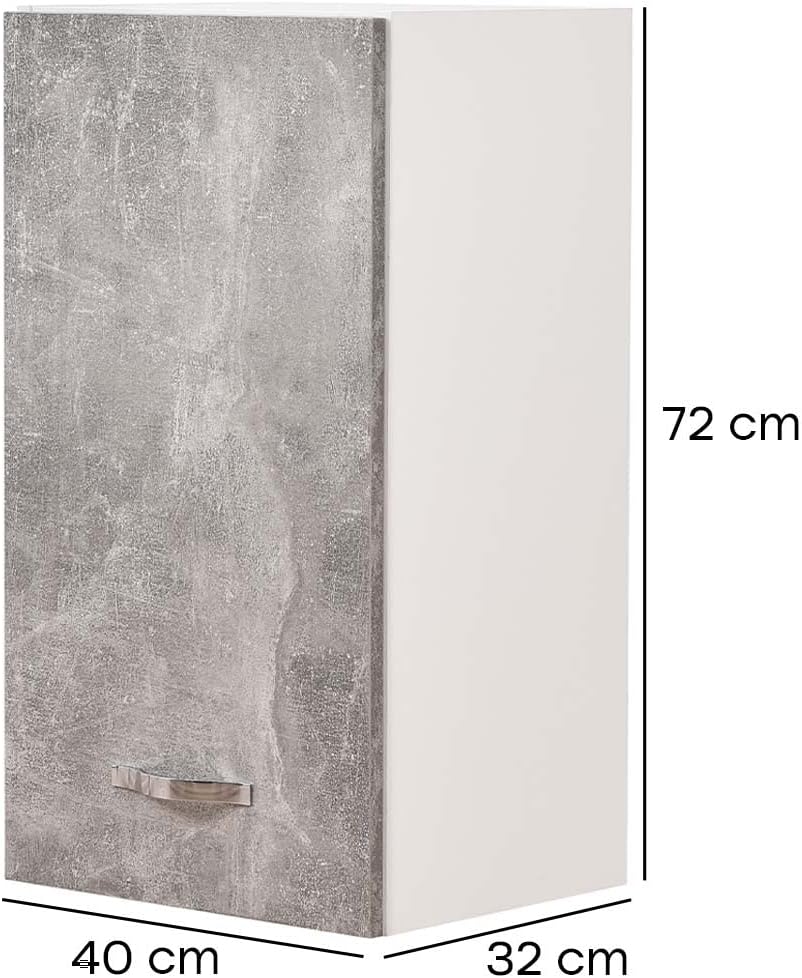 Shally Dogan WANDMONTIERTE KÜCHENWAND, Holz, grau, 40x32x72 cm 40x32x72 cm Grau, 40x32x72 cm Grau