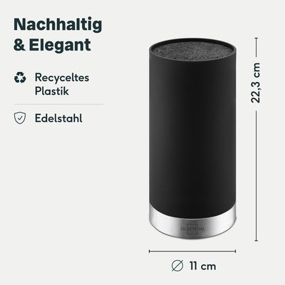 SILBERTHAL Universal Messerblock ohne Messer - herausnehmbarer Borsteneinsatz - Rund - Schwarz - Rec