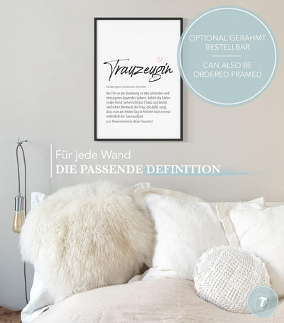 Papierschmiede® Definition: Trauzeugin, DIN A1 (59x84 cm), XXL Poster für Wohnzimmer, Schlafzimmer,