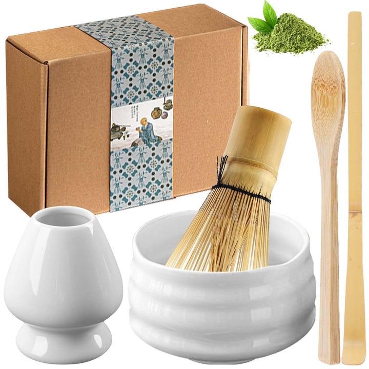 5 Stück Matcha Tee set, Matcha set mit Matcha Besen, Matcha Schale aus Keramik, Bambusbesen Matcha B