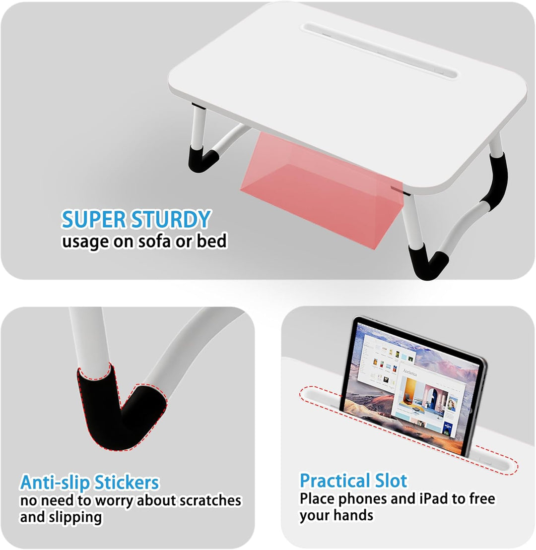 Small Laptop Bett Tisch - Laptoptisch 48 x 30 cm als Frühstückstablett, zum Essen, Lesen, Schreiben,