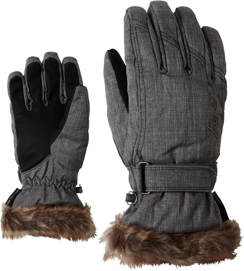 Ziener Damen Ski-Handschuhe / Wintersport, Warm, Atmungsaktiv Kim, 801117 8.5 grey melange, 8.5 grey