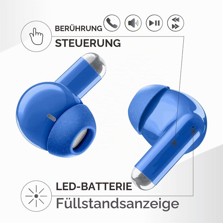 Music Sound Drift Bluetooth In-Ear-Kopfhörer kabellos mit kompaktem, farbenfrohem Case, Auto-Pairing