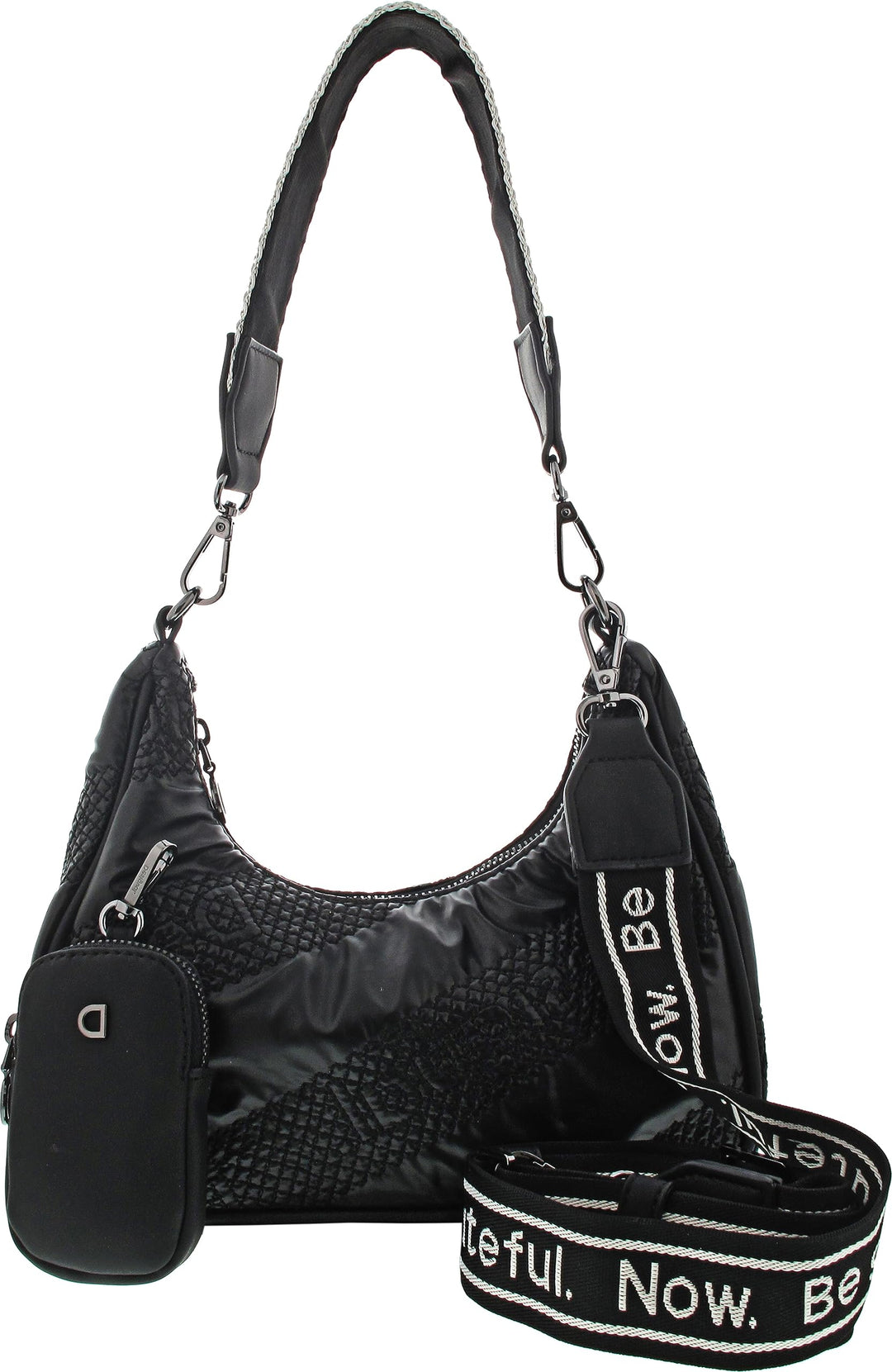 Desigual Damen Fabric Shoulder Bag, U Schwarz, Schwarz