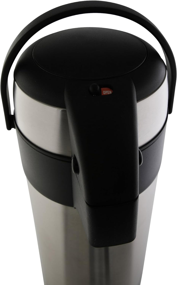 axentia Airpot in Silber, Pumpkanne aus rostfreiem Edelstahl, Volumen: ca. 5 L, 19 x 19 x 45 cm Sing