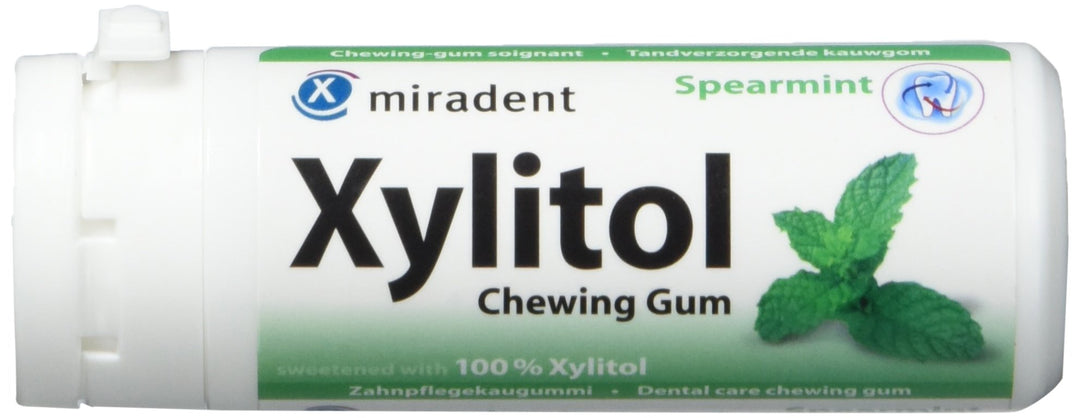Miradent Xylitol Kaugummi Grüne Minze 30 Stück, 4er Pack (4 x 30 g), 4
