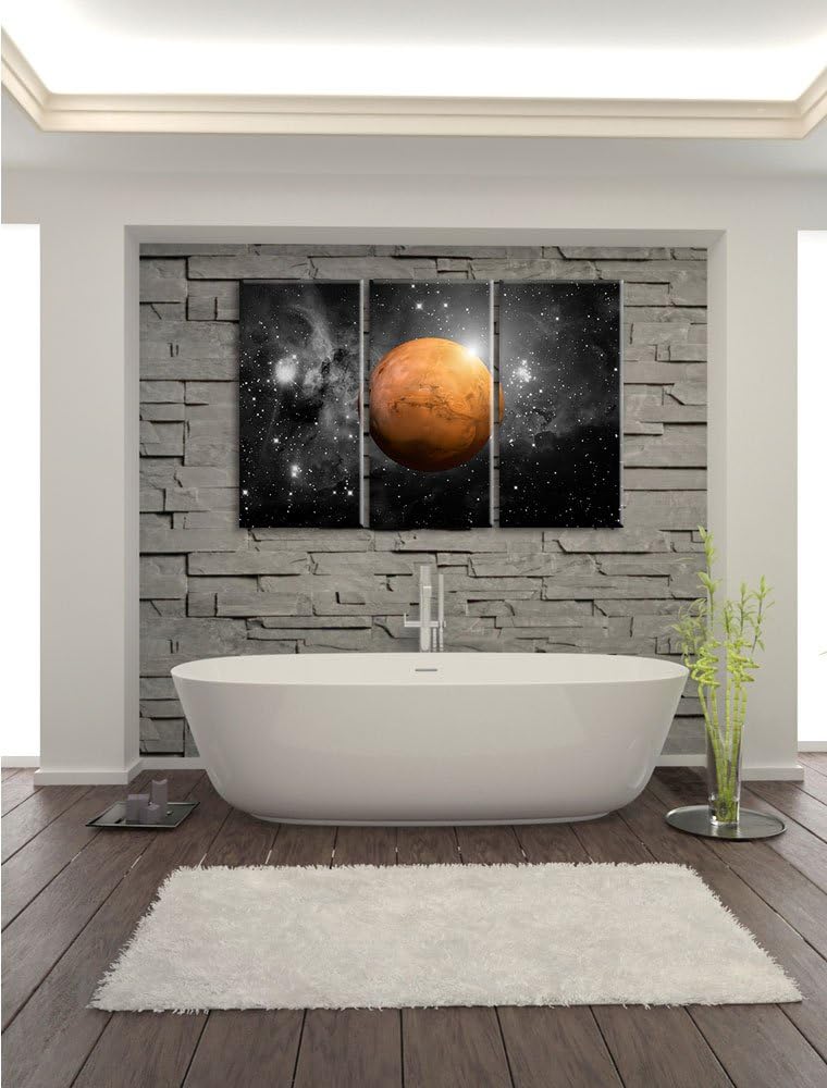 Pixxprint Planet Mars im Universum als Leinwandbild/Grösse: 3 Teilig (120x80 cm) cm/Wandbild/Kunstdr