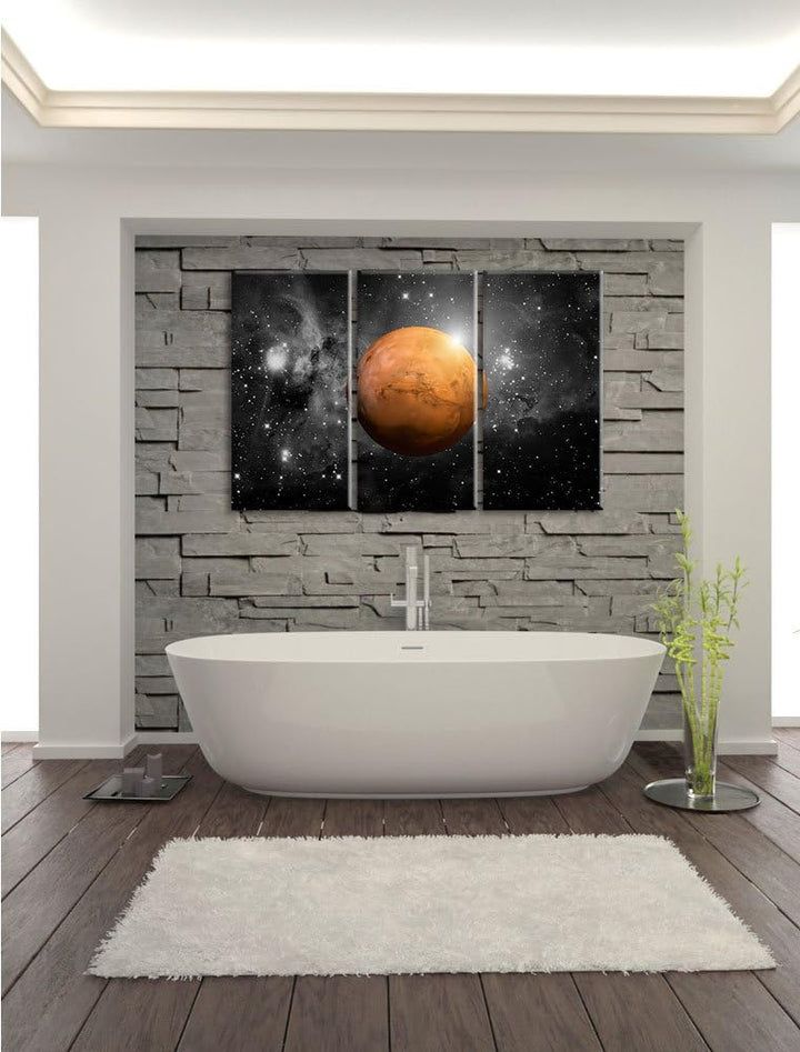 Pixxprint Planet Mars im Universum als Leinwandbild/Grösse: 3 Teilig (120x80 cm) cm/Wandbild/Kunstdr