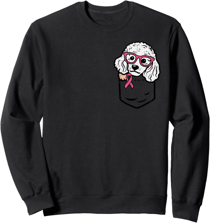 Taschenpudel mit rosa Schleife, niedlicher Brustkrebs-Bewusstseinsweis, Hund Sweatshirt