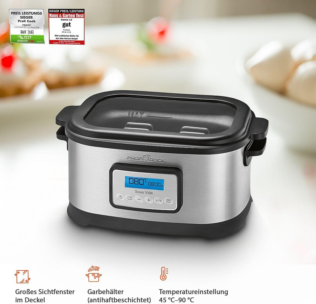 ProfiCook SV-1112 PC-SV 1112 Sous Vide Garer, punktgenaues Garen der Speisen durch elektronische Tem