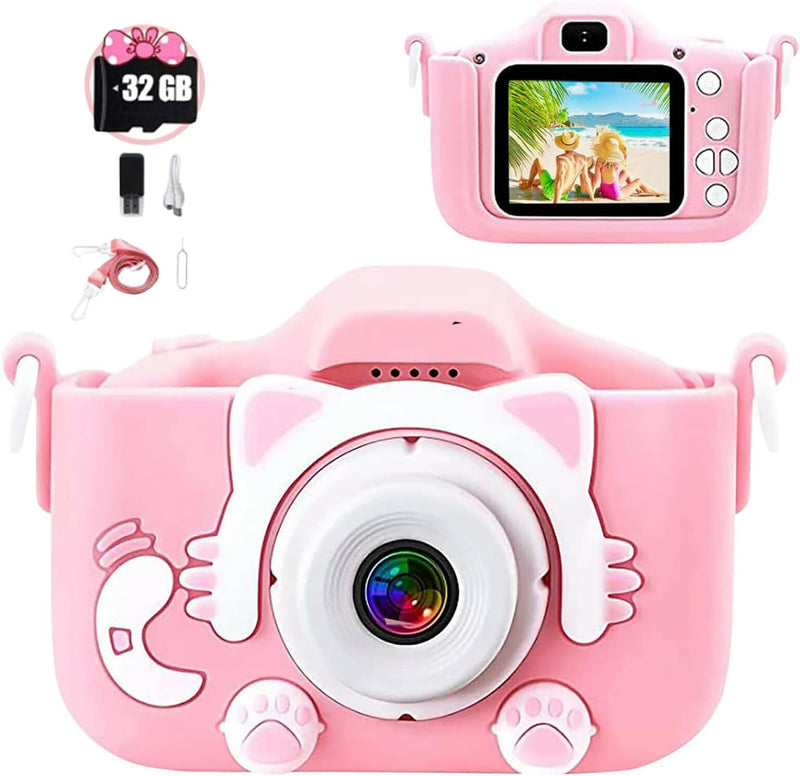 Digitalkamera Kinder 2,0 Zoll Bildschirm HD Dual Lens Digitale Videokameras mit weicher Cartoon Sili