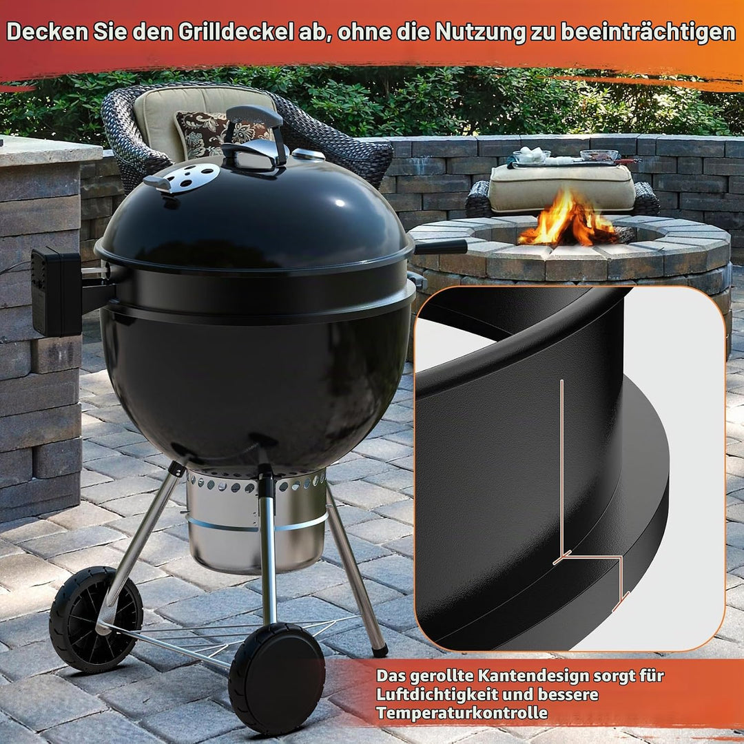 onlyfire Rotisserie Grillspiess Set mit DC Grillmotor und Adapter, Drehspiess für Weber 57cm Kettle