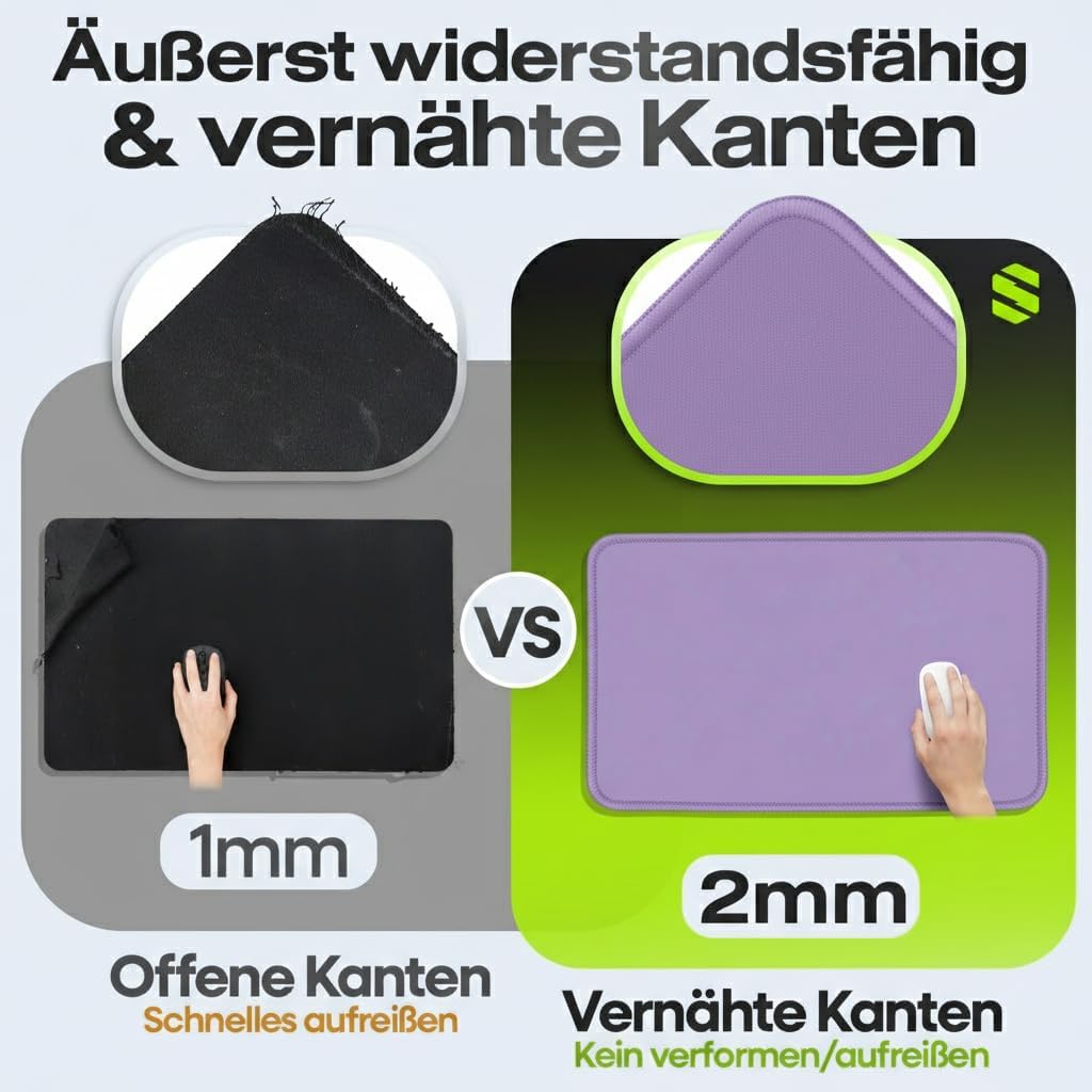 Sidorenko Mauspad 28x20cm - Mousepad mit Vernähte Kanten - Mouse Pad rutschfest - Mausunterlage in F