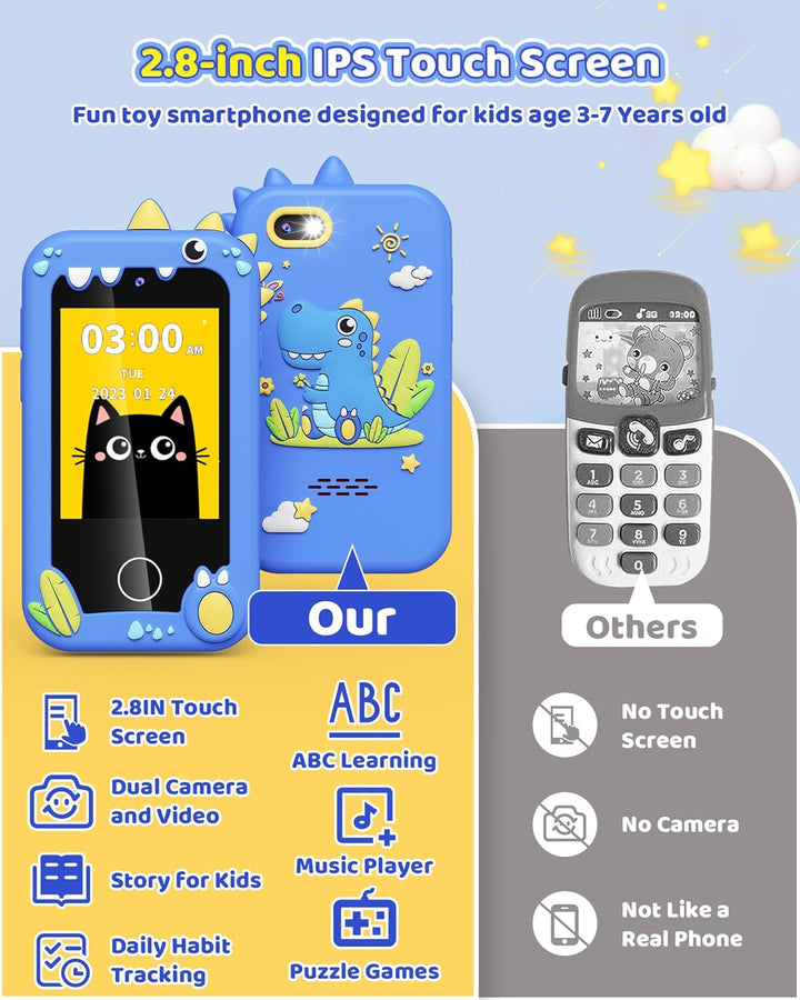 Kinder Handy Smartphone Spielzeug, Dinosaurier-Geschenke für Mädchen und Jungen im Alter von 3–8 Jah